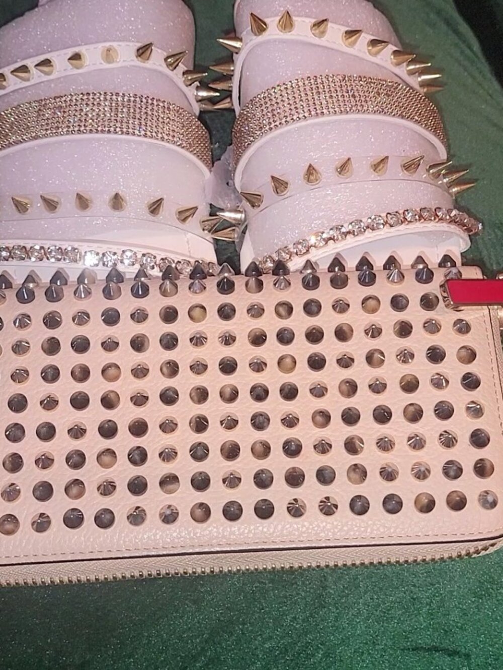 🎉 Cream Christian Louboutin Zip Around Panettone Wallet and shoes